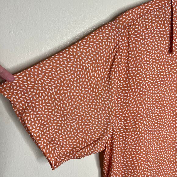Allfenix Button Up Shirt Medium Mens Orange Earth Montana Cabana Rayon Spotted - Picture 4 of 9
